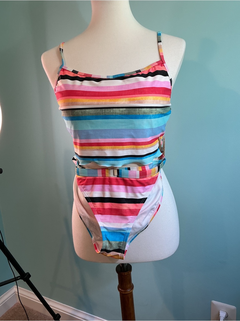 Kids Striped One-Piece Swimsuit in Multicolor - Picture 1 of 3